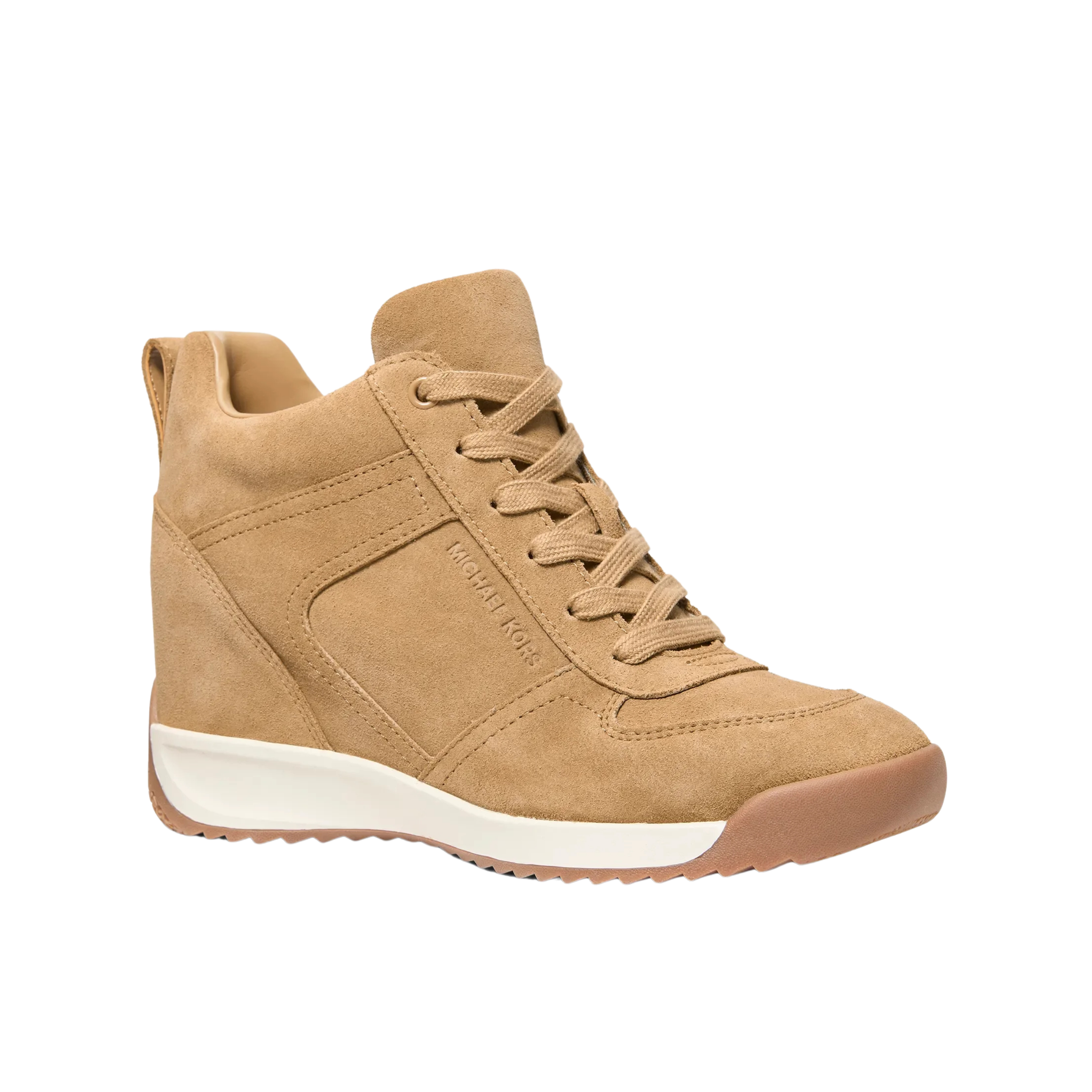 Michael Kors Women Nikko S2 Suede Wedge Trainer - Burnt Khaki