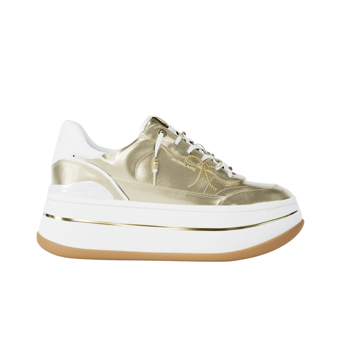 Michael Kors Women Hayes Embellished Leather Platform Sneaker - Pale Gold