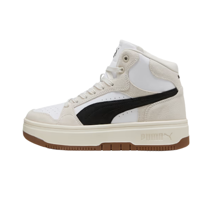 Puma Women Rebound Femme Mid Suede Top Sneakers - White Black Frosted Ivory