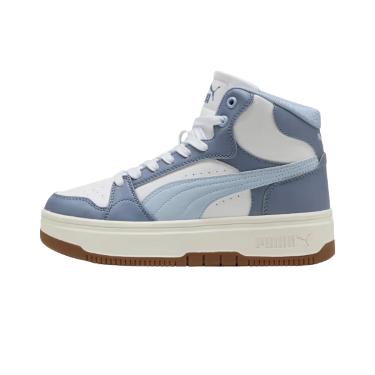 Puma Women Rebound Femme Mid Top Sneakers - Gray Sky Snow Mountain Blue White