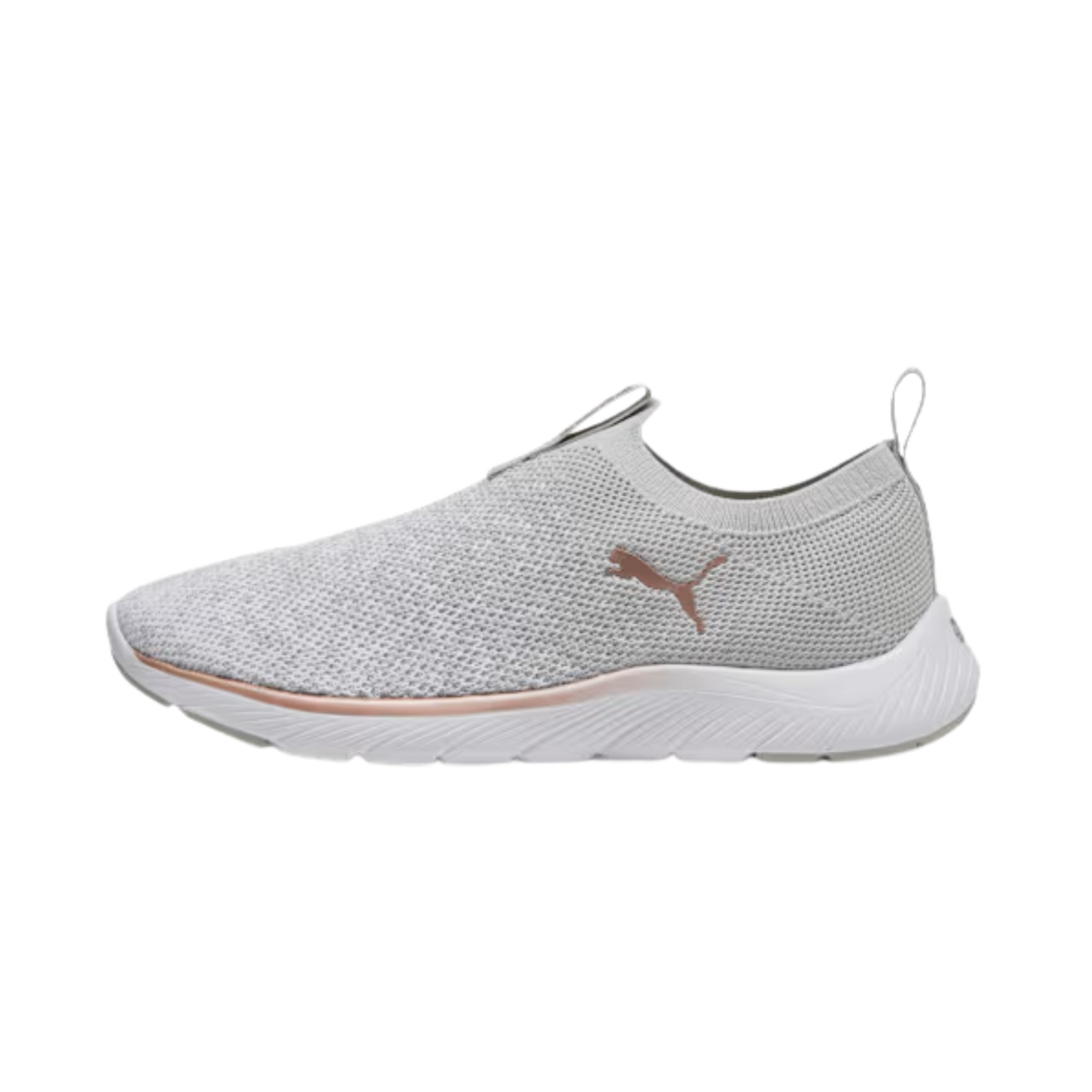 Puma Women Softride Remi Slip On Knit - Ash Gray White Rose Gold