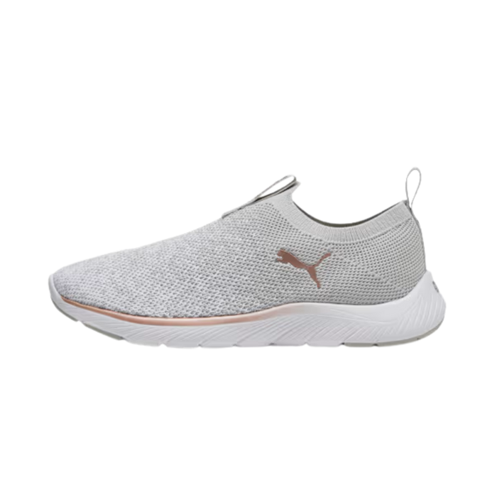 Puma Women Softride Remi Slip On Knit - Ash Gray White Rose Gold