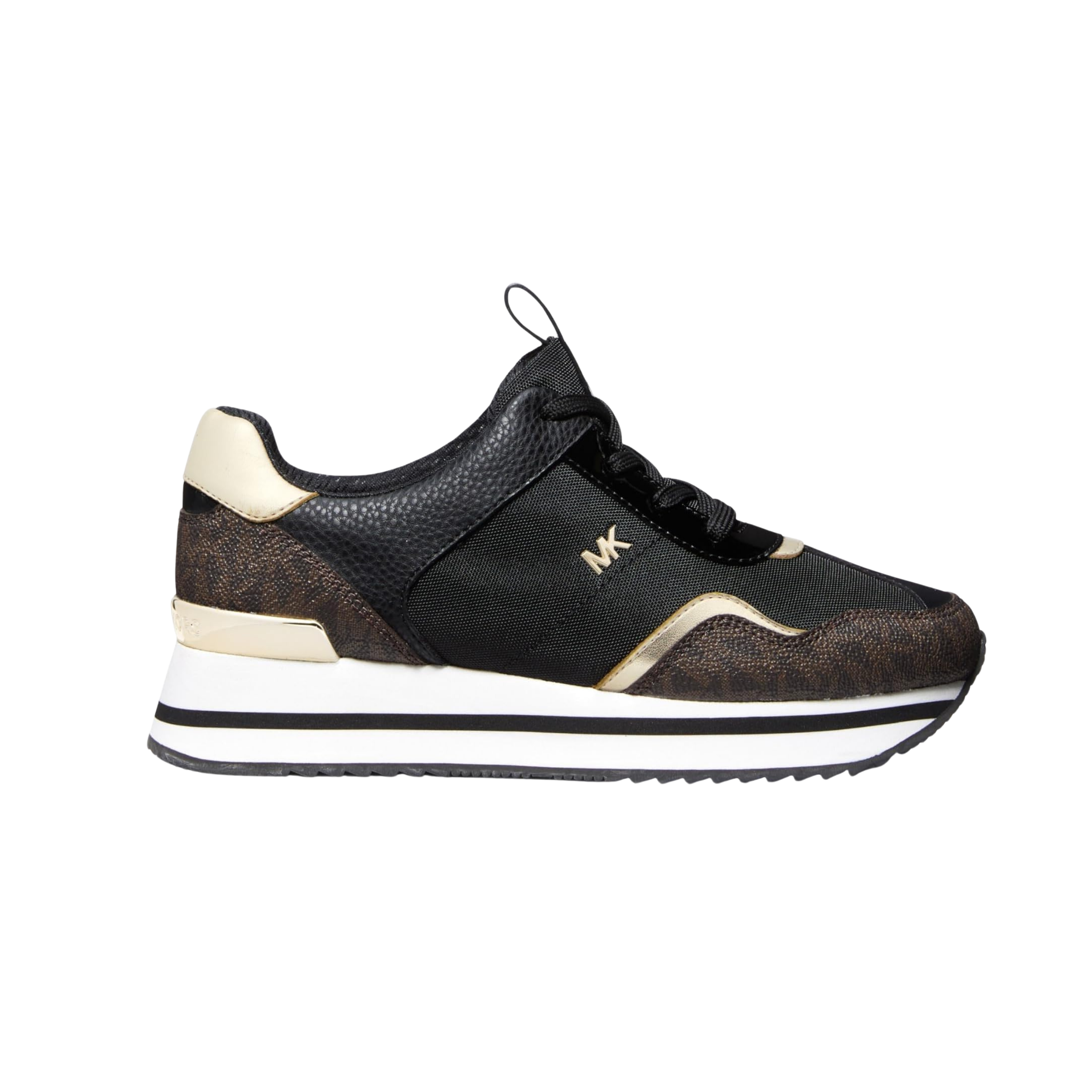 Michael Kors Women Raina Color Block Mesh And Signature Logo Trainer - Black Brown