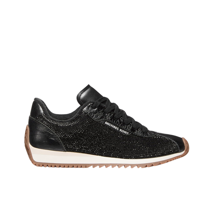 Michael Kors Women Rhodes Leather Trainer - Black Hot Fix