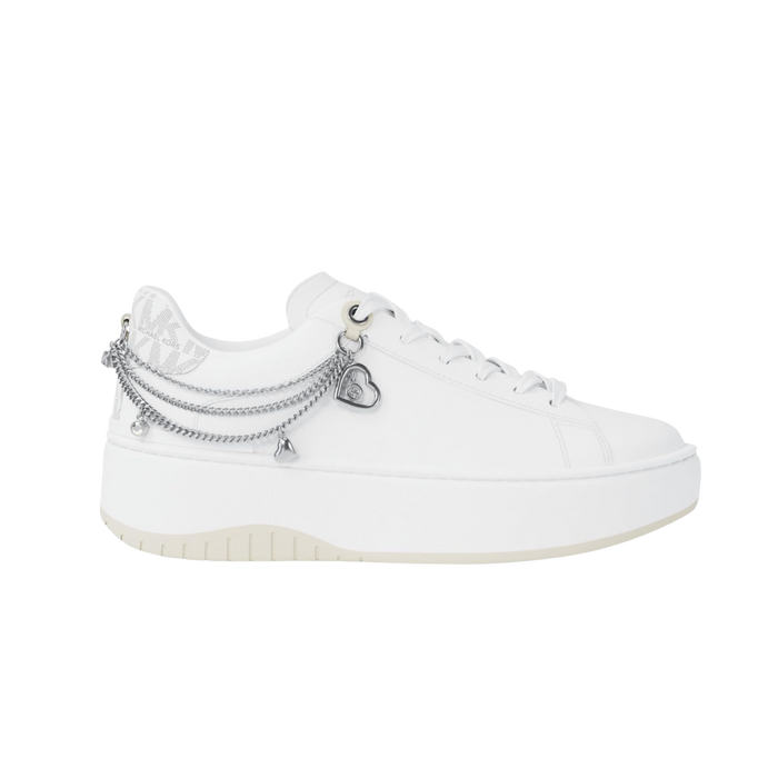 Michael Kors Women Dottie Embellished Leather Platform Sneaker - Optic White