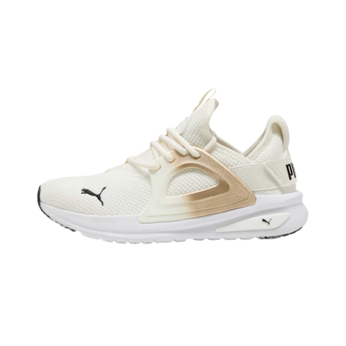 Puma Women Softride Enzo Evo Molten Metal Sneakers - Warm White Gold Black