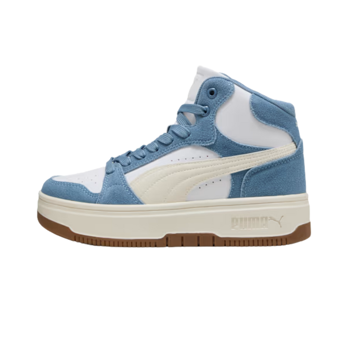Puma Women Rebound Femme Mid Suede Top Sneakers - White Frosted Ivory Cool Blue