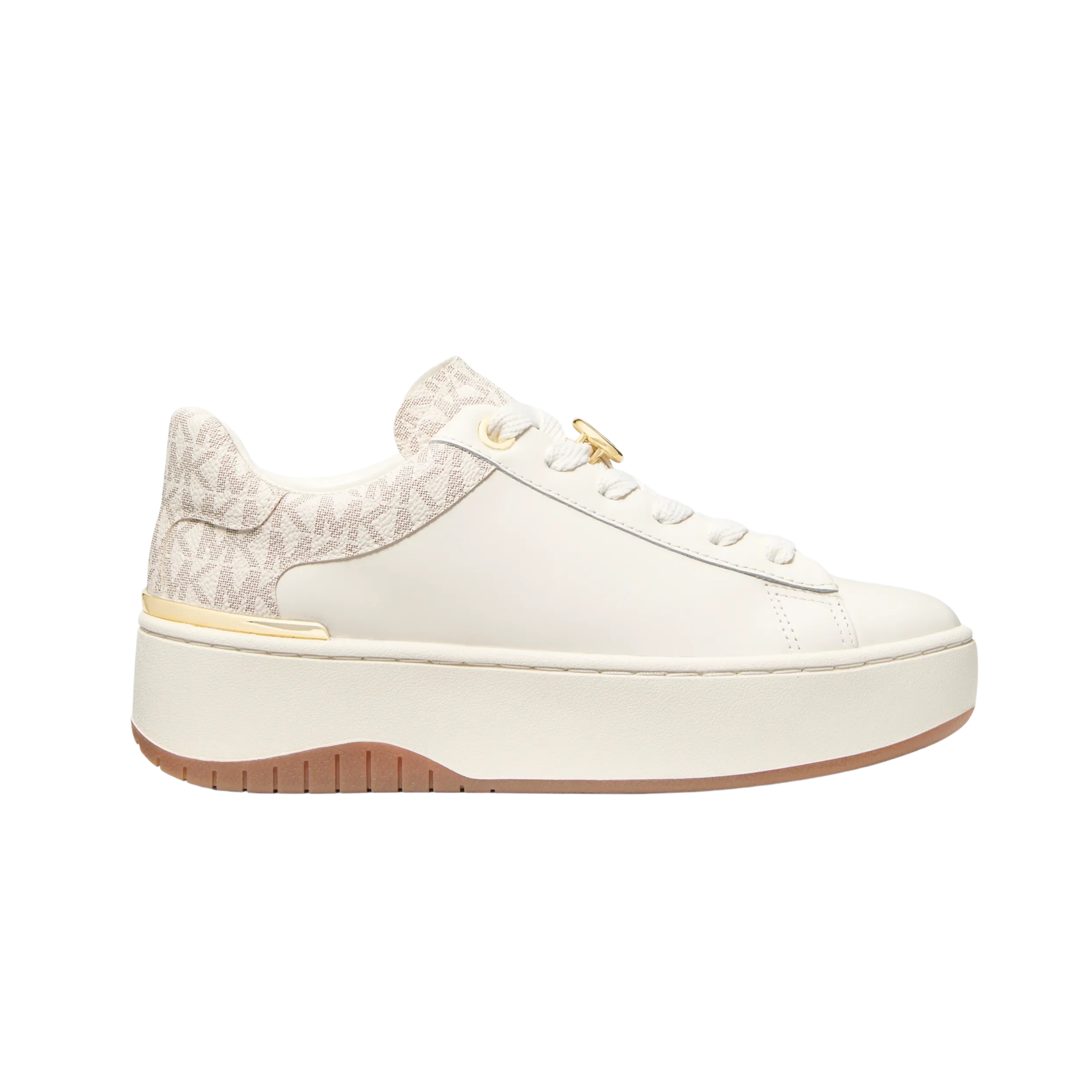 Michael Kors Women Dottie Leather And Signature Logo Sneaker - Vanilla