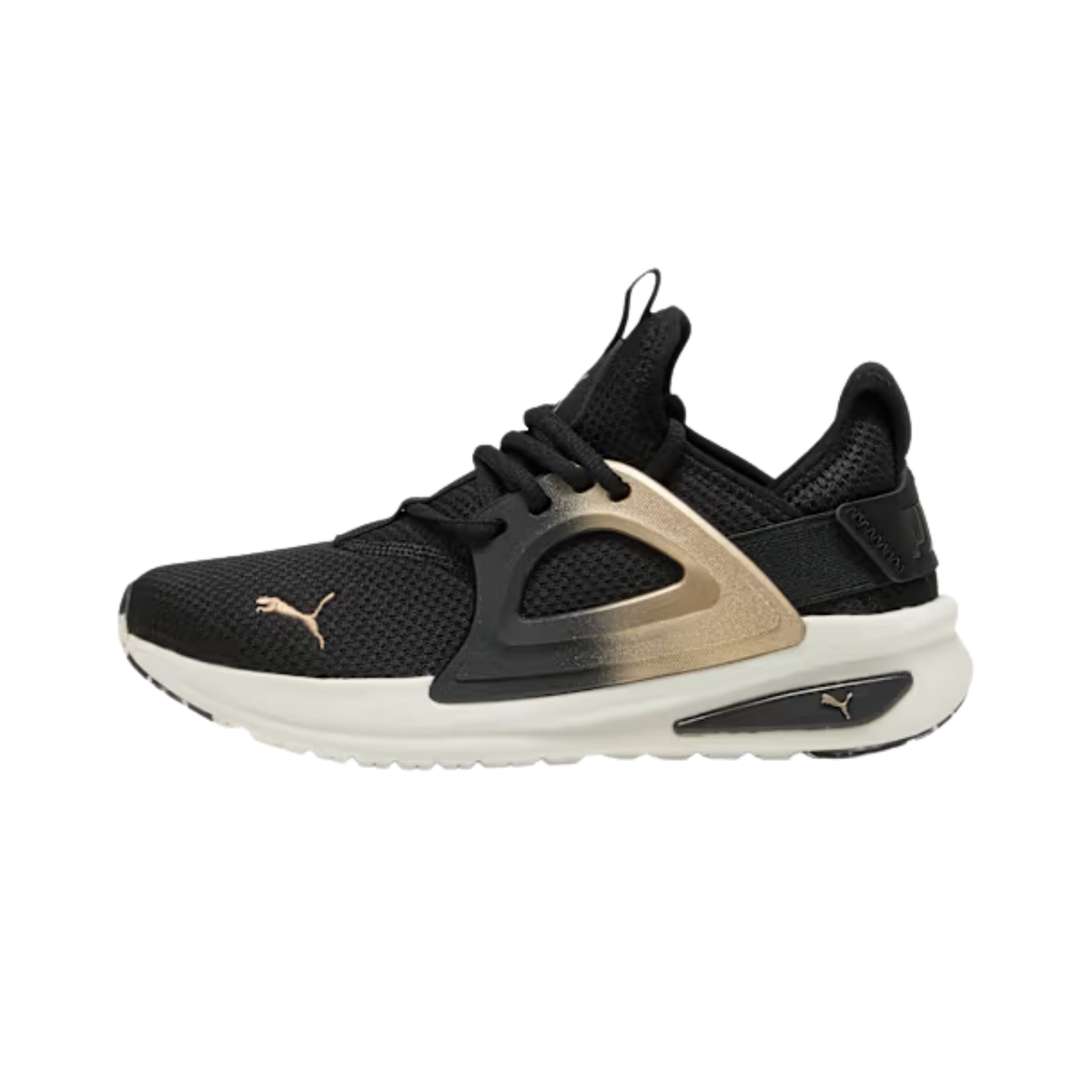 Puma Women Softride Enzo Evo Molten Metal Sneakers - Black Gold Warm White