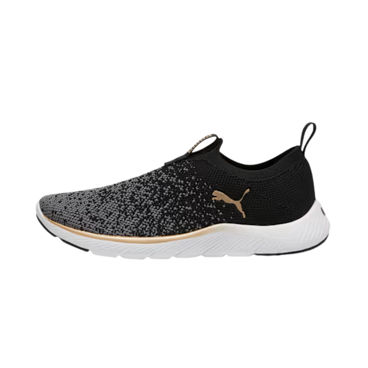 Puma Women Softride Remi Slip On Knit - Black Gold Cool Dark Gray
