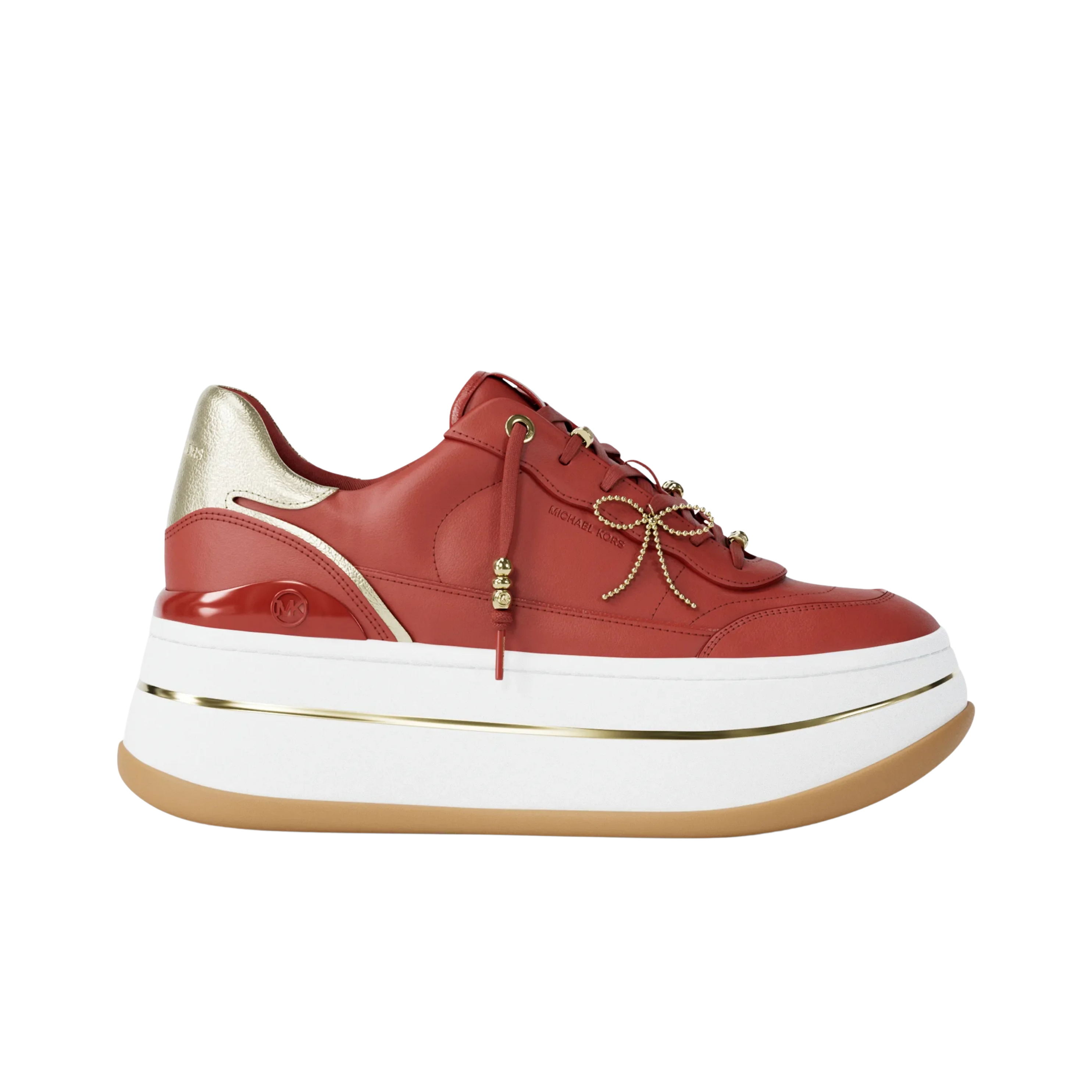 Michael Kors Women Hayes Embellished Leather Platform Sneaker - Crimson