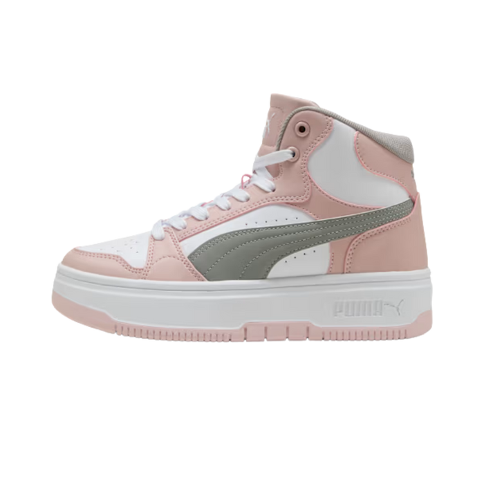 Puma Women Rebound Femme Mid Top Sneakers - White Gray Echo Mauve Mist