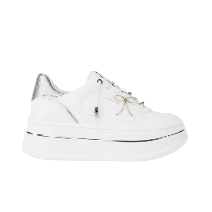 Michael Kors Women Hayes Embellished Leather Platform Sneaker - Optic White Lace Charms