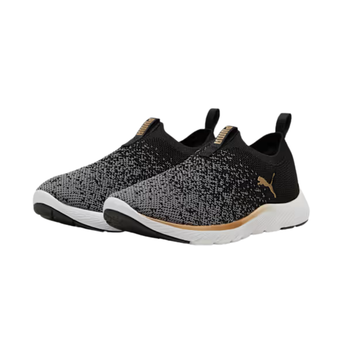 Puma Women Softride Remi Slip On Knit - Black Gold Cool Dark Gray