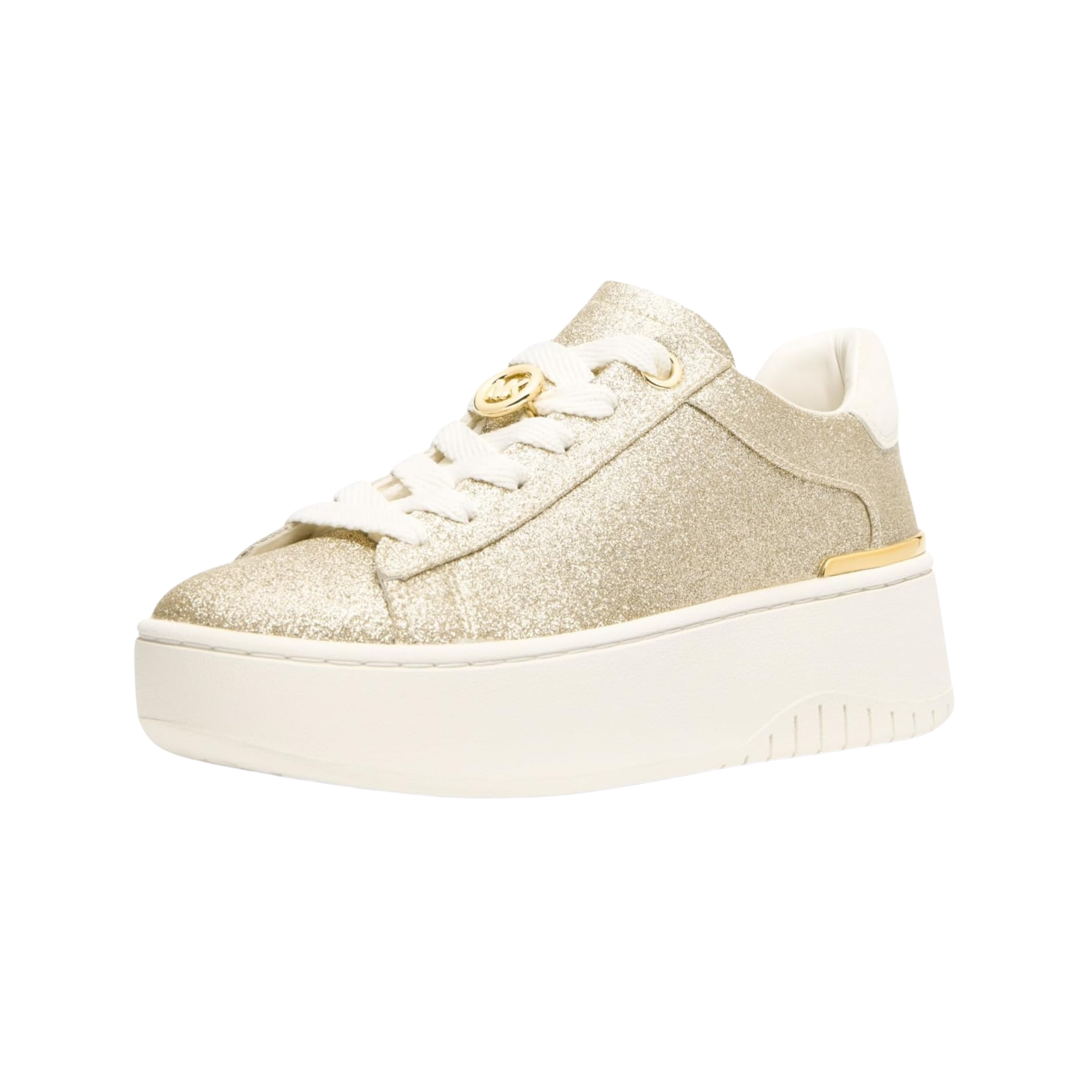Michael Kors Women Dottie Glitter Leather Platform Sneaker - Pale Gold