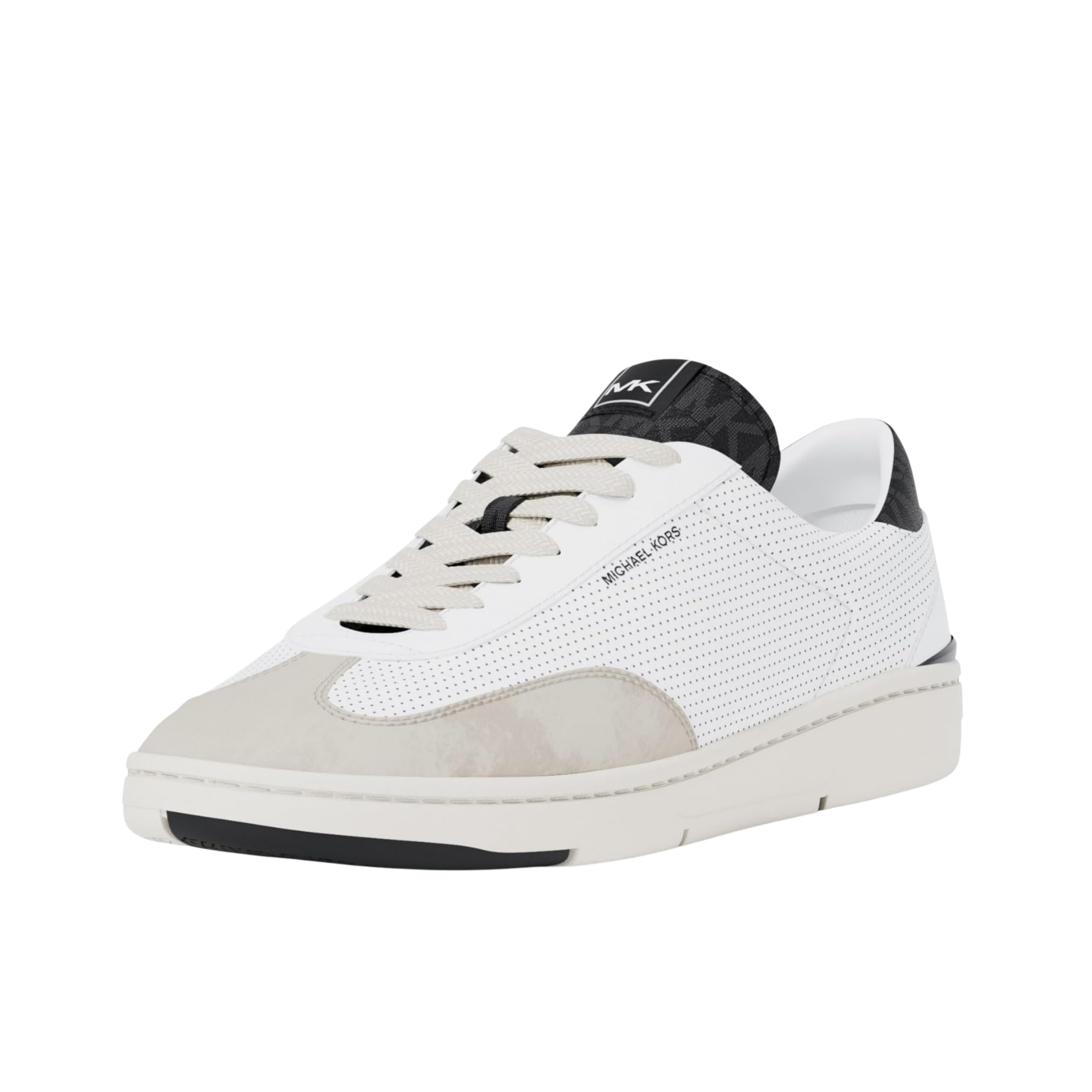 Michael Kors Men Wilton Perforated Leather Sneaker - White Black Signature