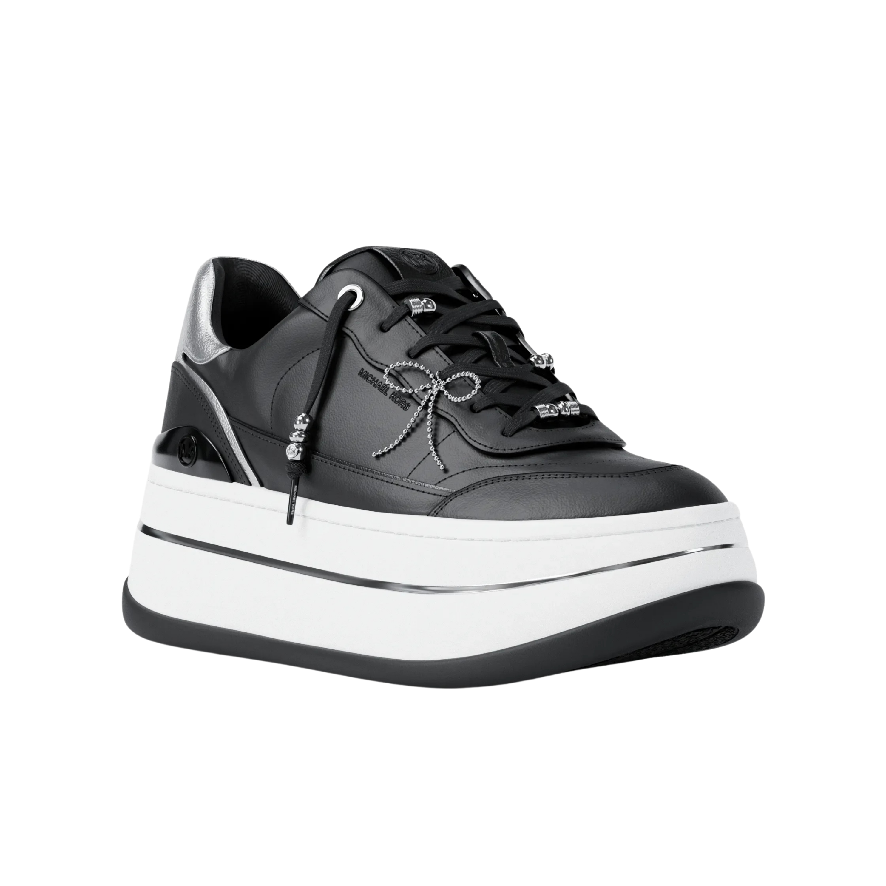 Michael Kors Women Hayes Embellished Leather Platform Sneaker - Black