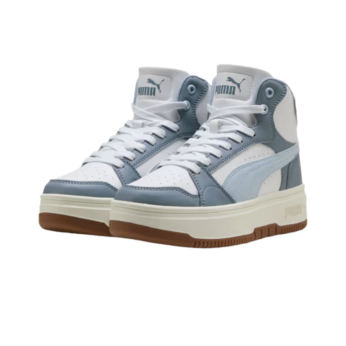 Puma Women Rebound Femme Mid Top Sneakers - Gray Sky Snow Mountain Blue White