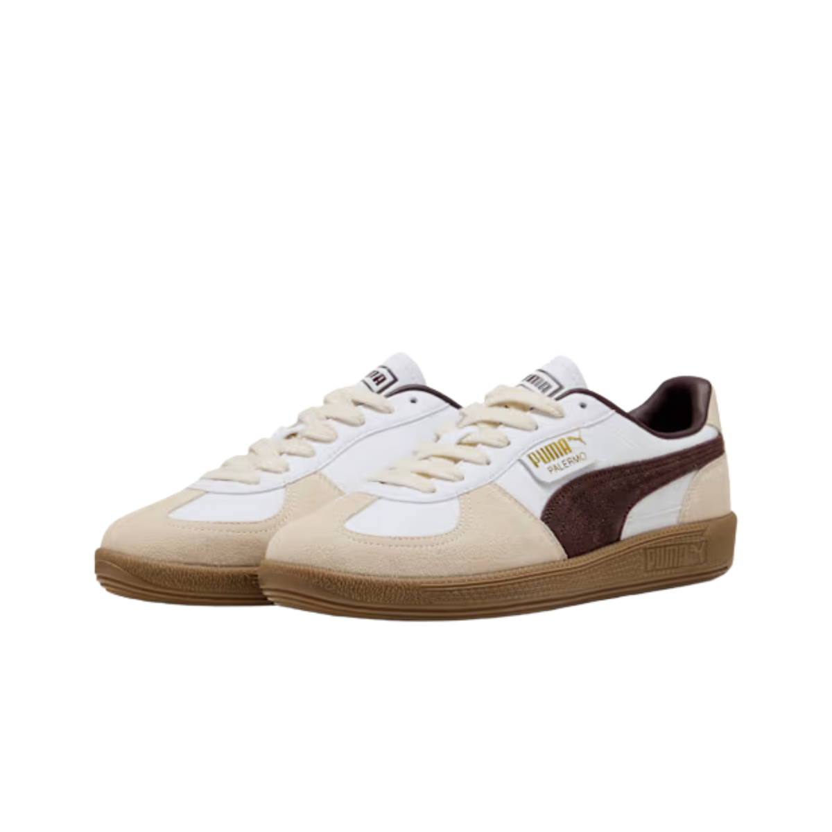 Puma Men Palermo Leather Sneakers - White Chocolate Brown Gum