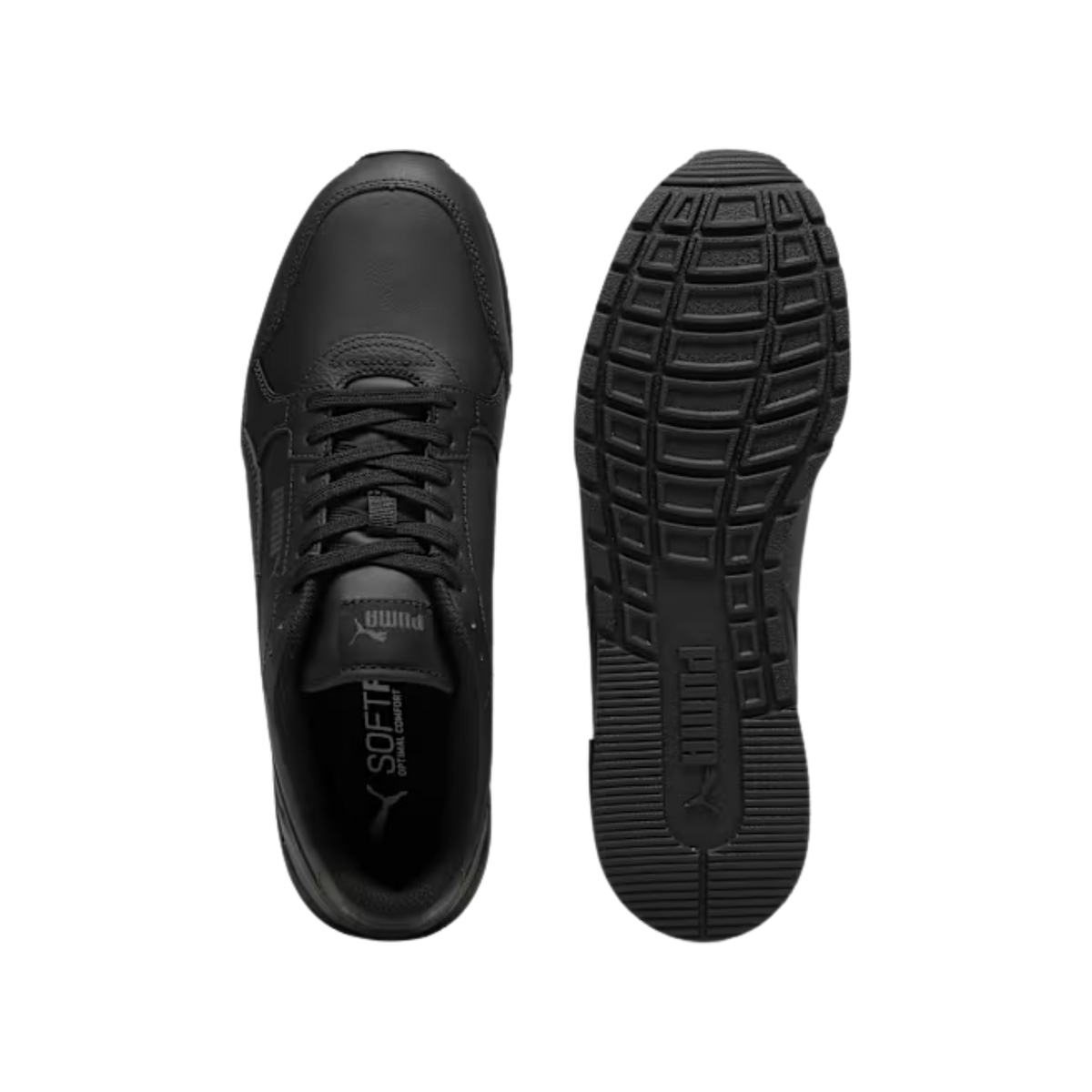 Puma Men ST Runner V4 Leather Sneakers - Black-Shadow Gray