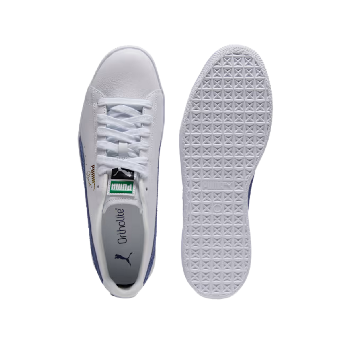 Puma Men Clyde Base Sneakers - White Blue Crystal