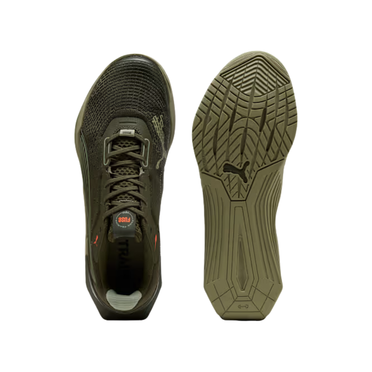 Puma Men Fuse 4.0 Training Shoes - Olive Green Lux Army Glowing Red