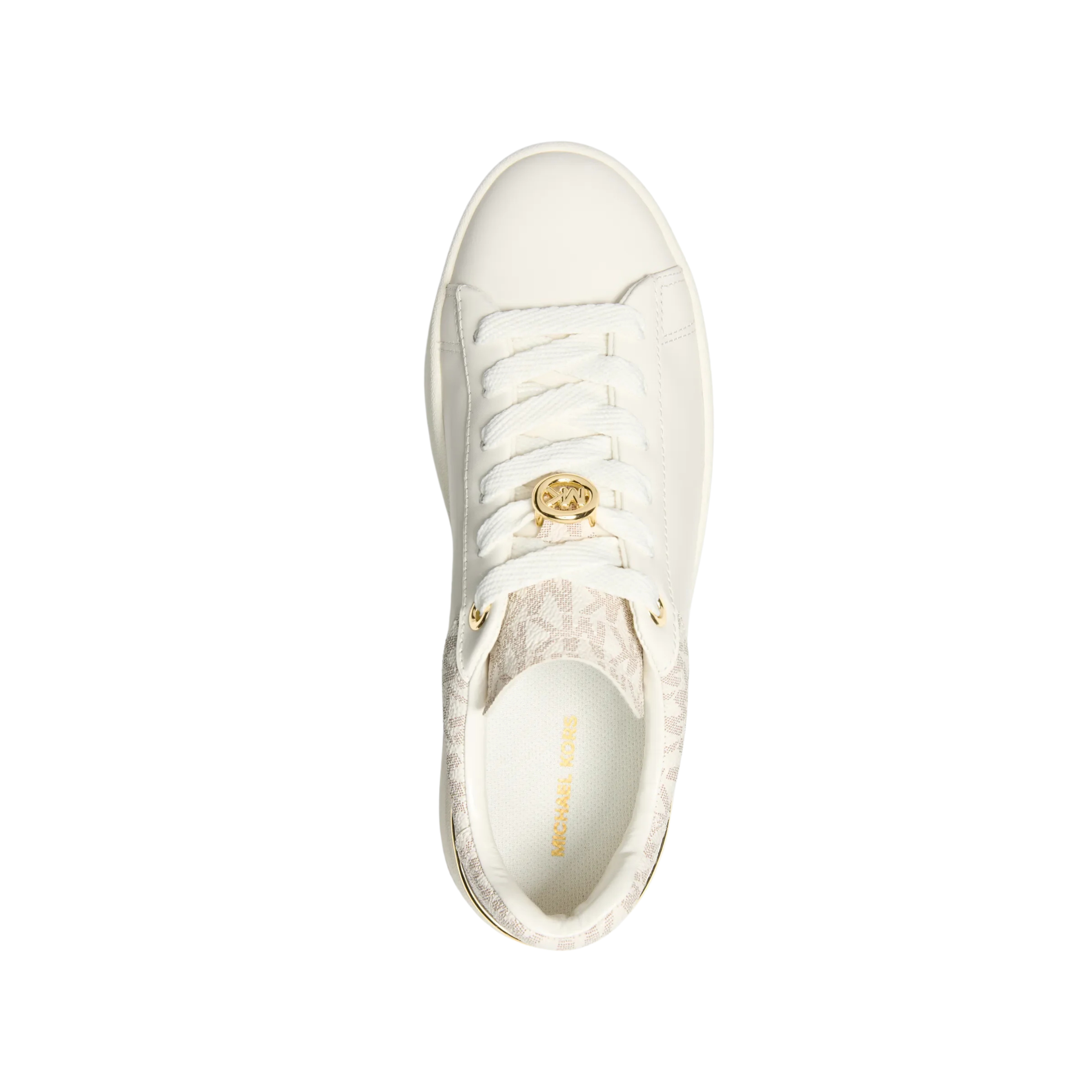 Michael Kors Women Dottie Leather And Signature Logo Sneaker - Vanilla