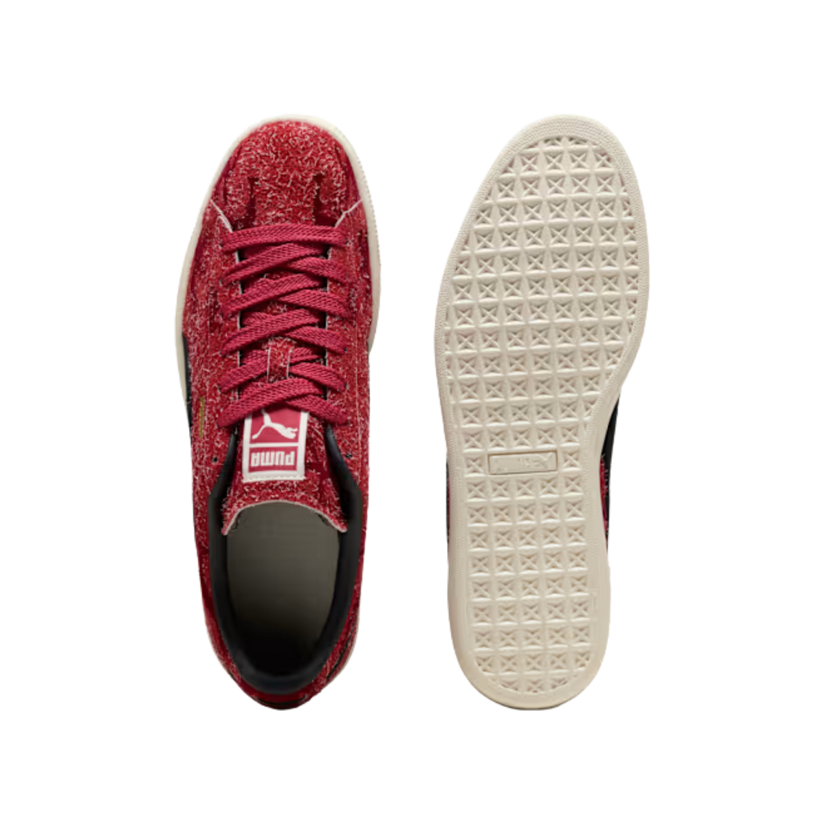 Puma Men Suede Flock Sneakers - Red Rhythm Intense Red