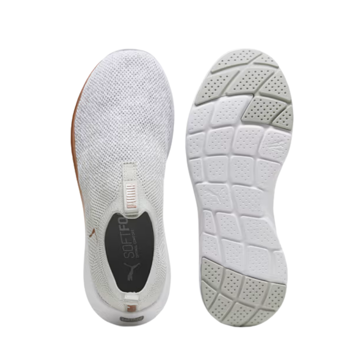Puma Women Softride Remi Slip On Knit - Ash Gray White Rose Gold