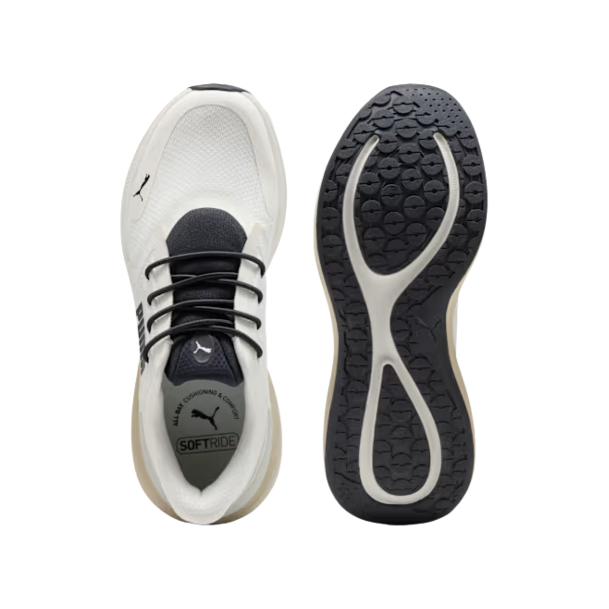 Puma Men Softride Exo Shift Sneakers - Warm White Desert Dust Black