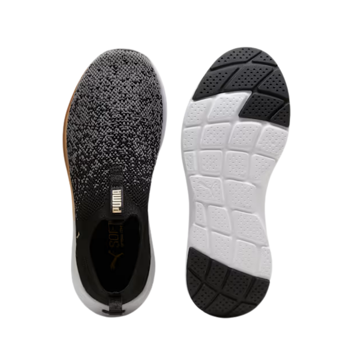 Puma Women Softride Remi Slip On Knit - Black Gold Cool Dark Gray