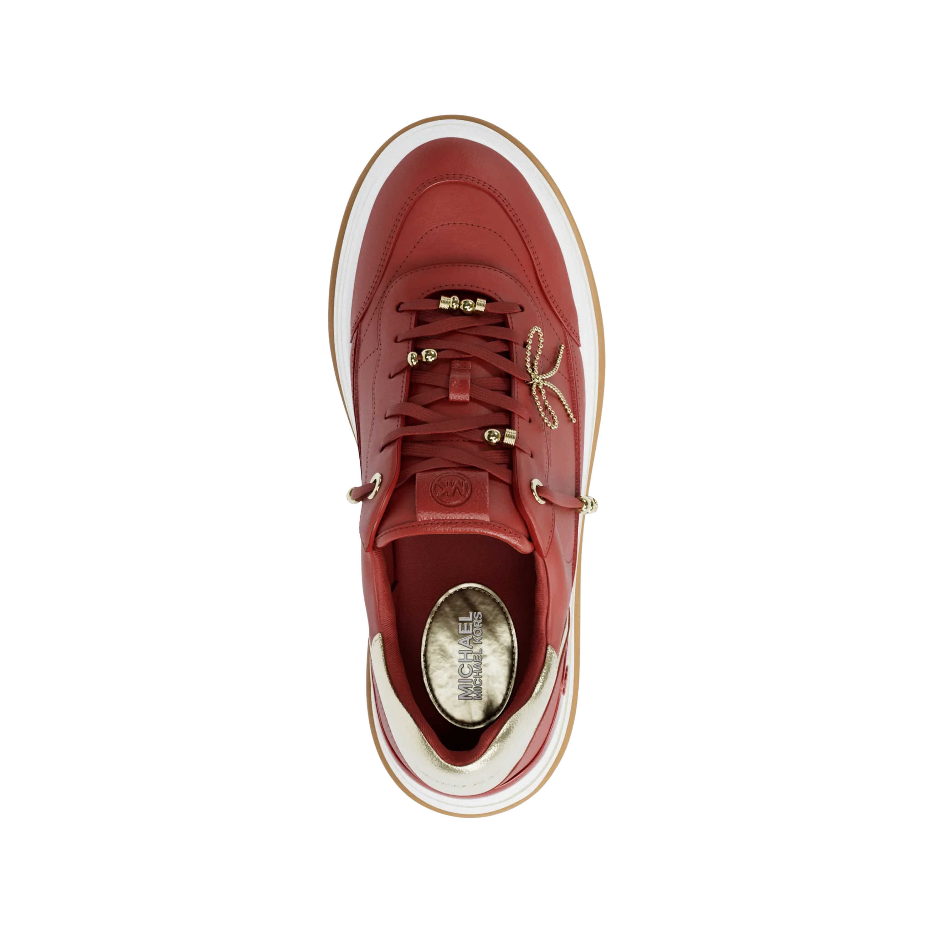 Michael Kors Women Hayes Embellished Leather Platform Sneaker - Crimson
