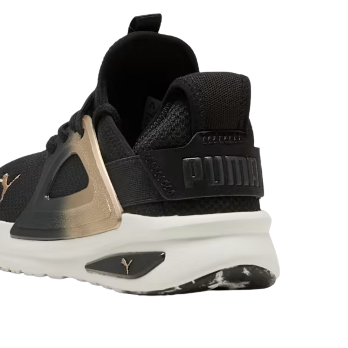 Puma Women Softride Enzo Evo Molten Metal Sneakers - Black Gold Warm White