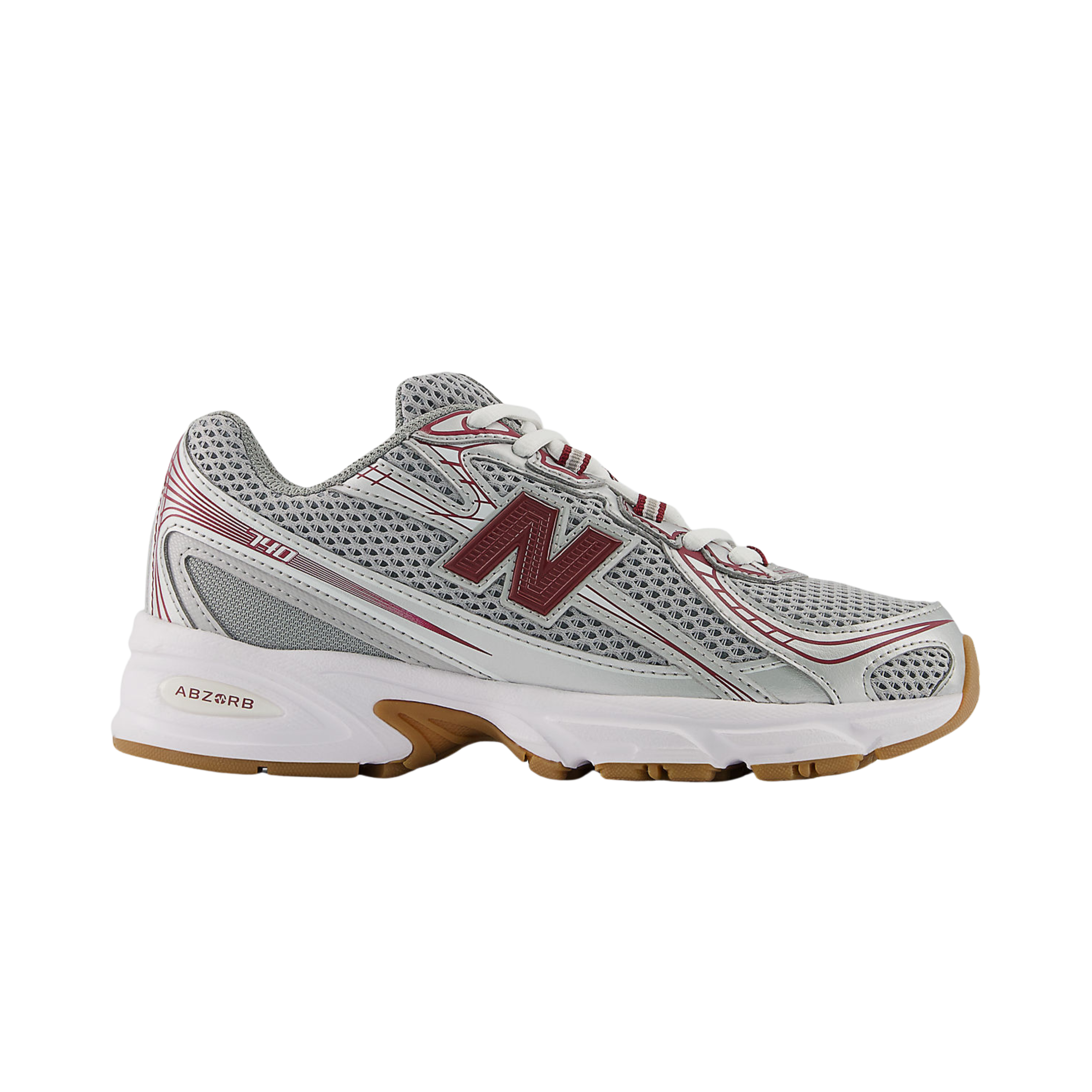 New Balance Big Kids 740 - Silver Metalic Monarch Burgundy