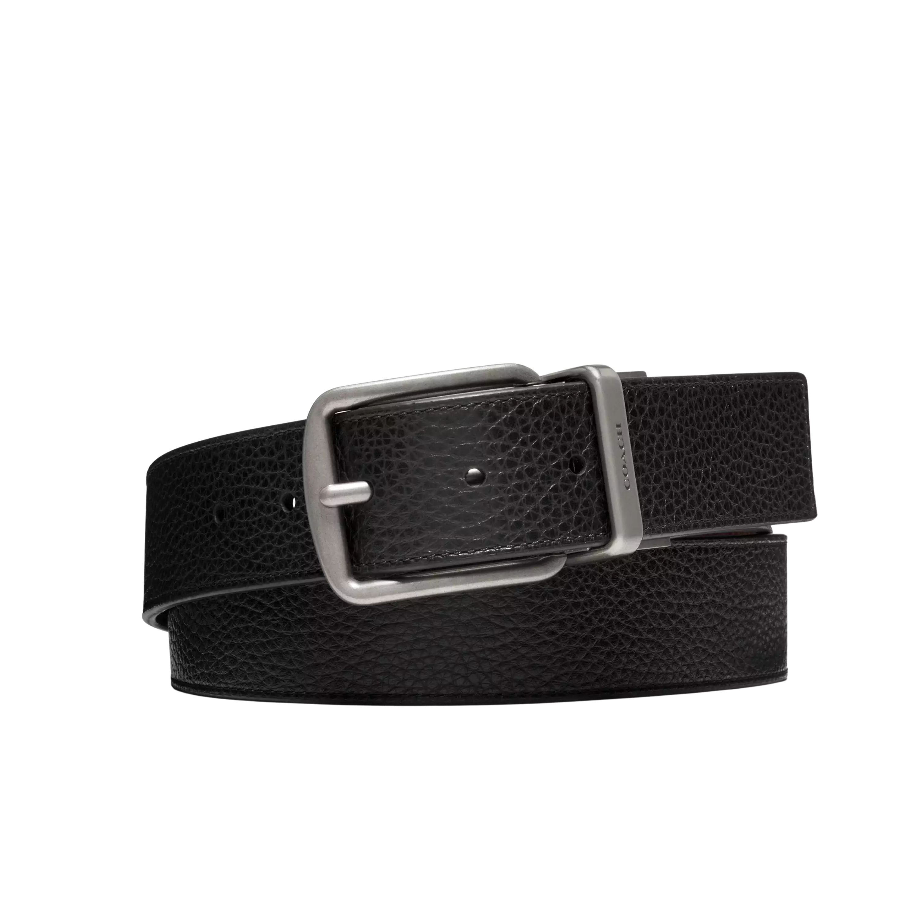COACH Men Harness Buckle Cut-To-Size Reversible Belt 38 Mm - Black Dark Brown