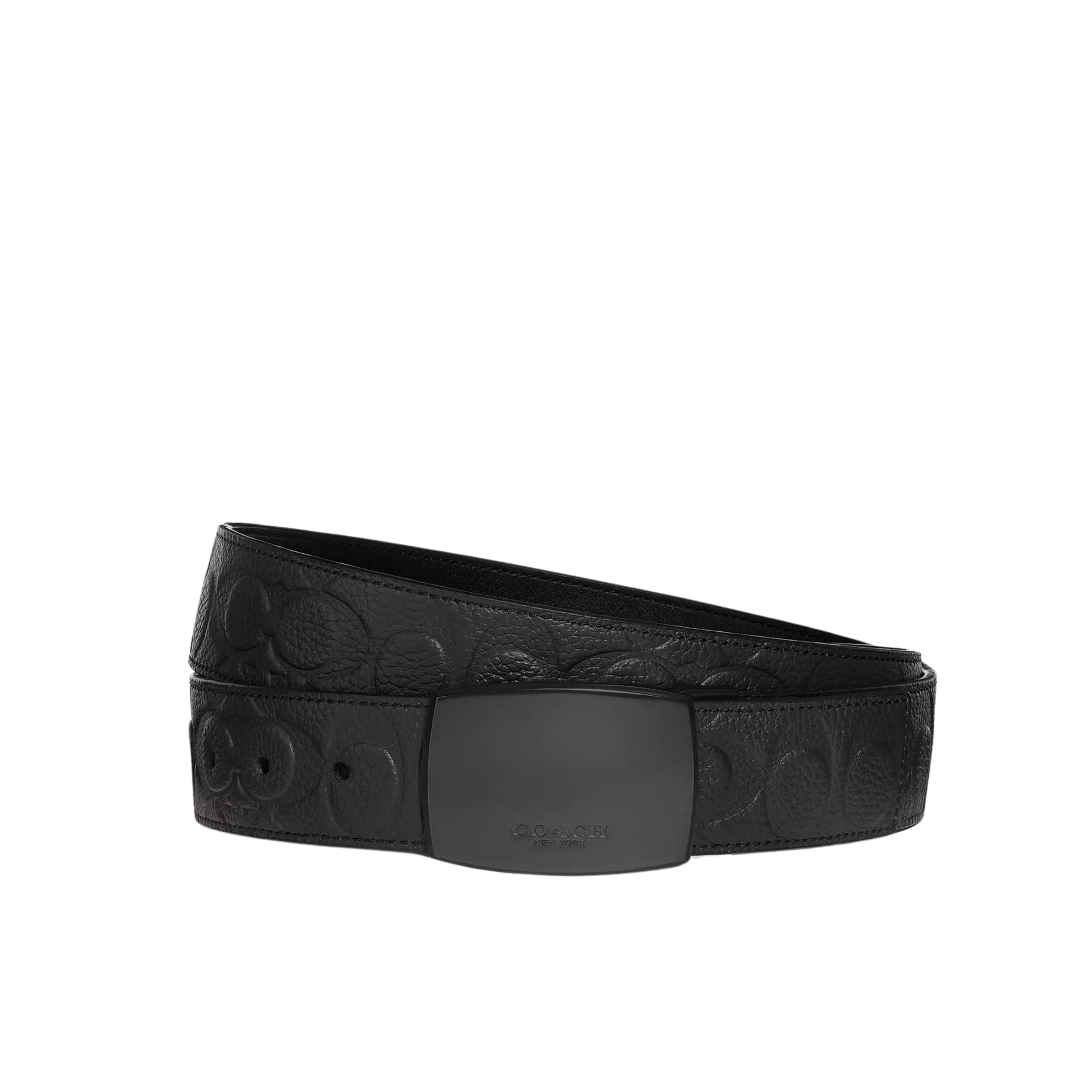 COACH Men Plaque Buckle Cut To Size Reversible Belt 38 Mm - Black