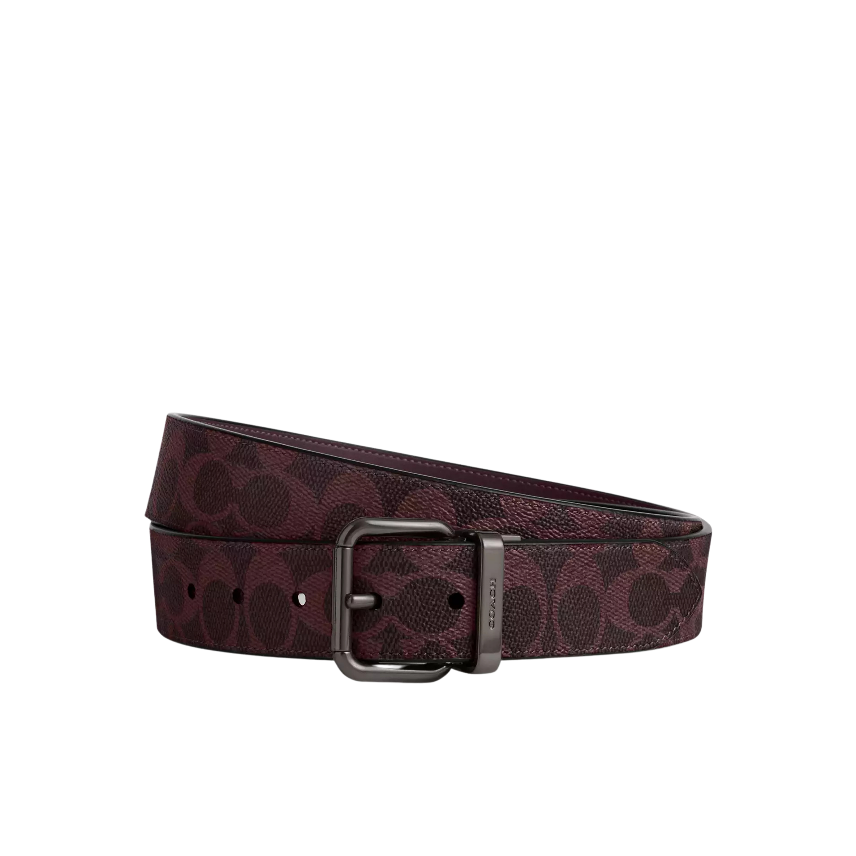 COACH Men Roller Buckle Cut To Size Reversible Belt 38 Mm - Black Currant
