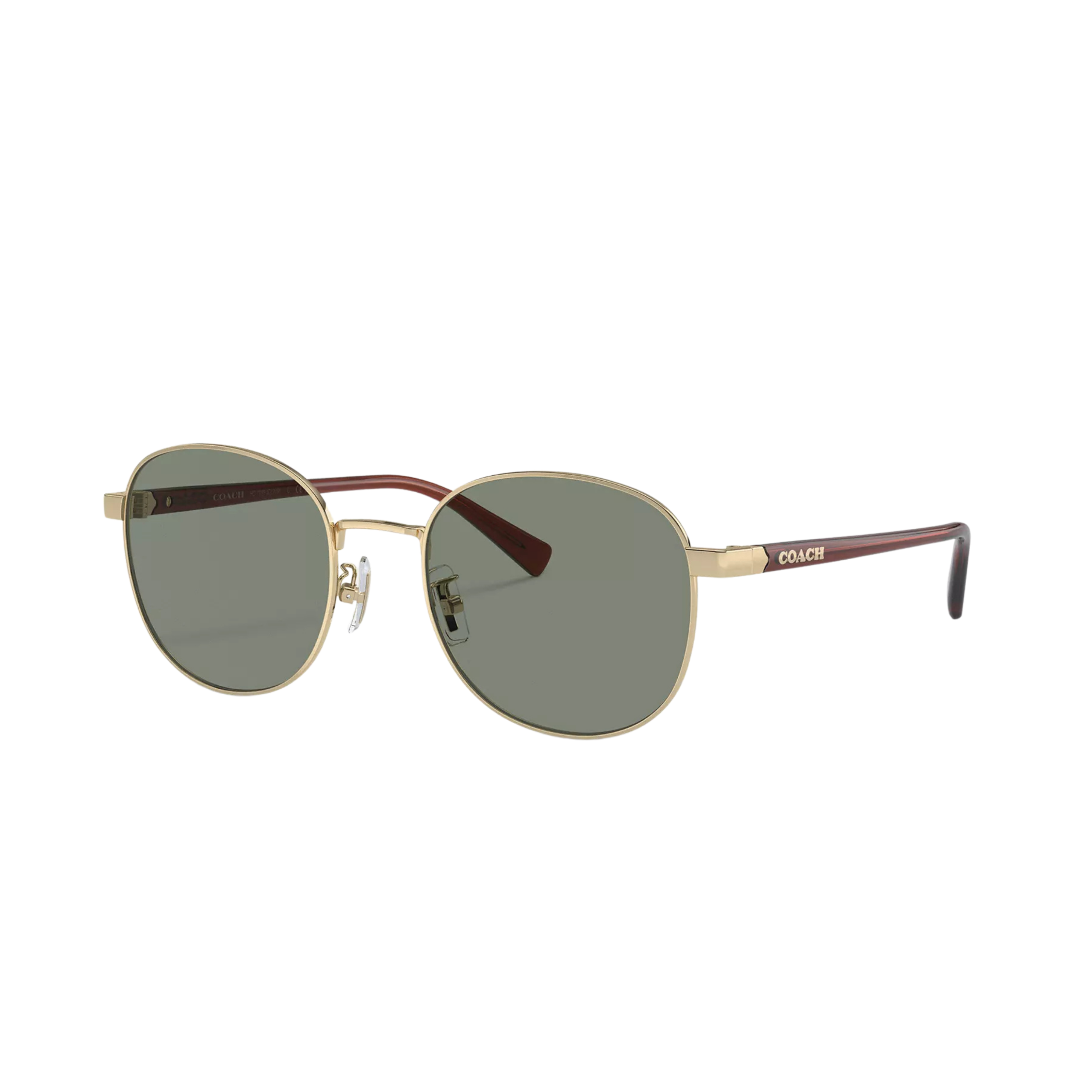 COACH Men Metal Round Sunglasses - Gold Green