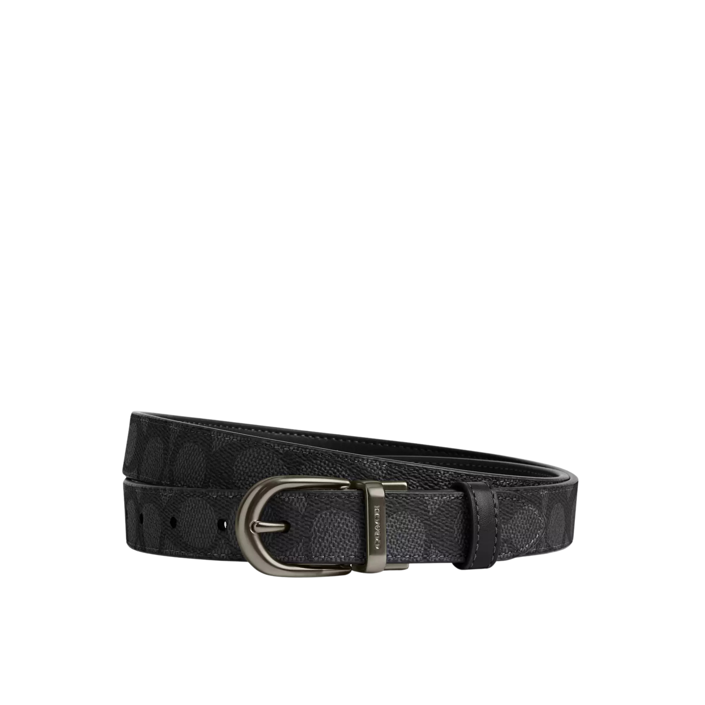 COACH Women Harness Buckle Cut To Size Reversible Belt 25 Mm - Gunmetal Charcoal Black