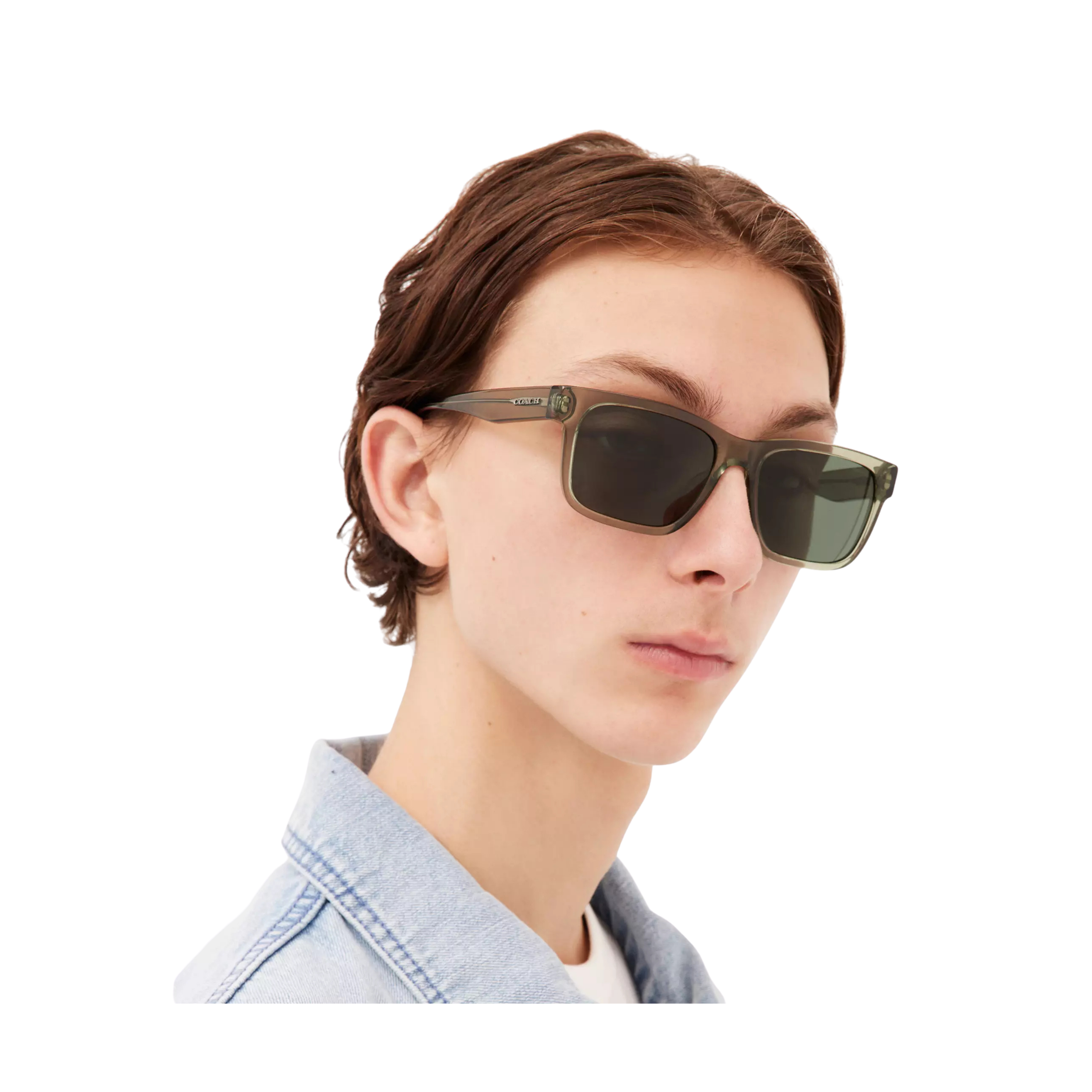 COACH Men Square Frame Sunglasses - Transparent Green