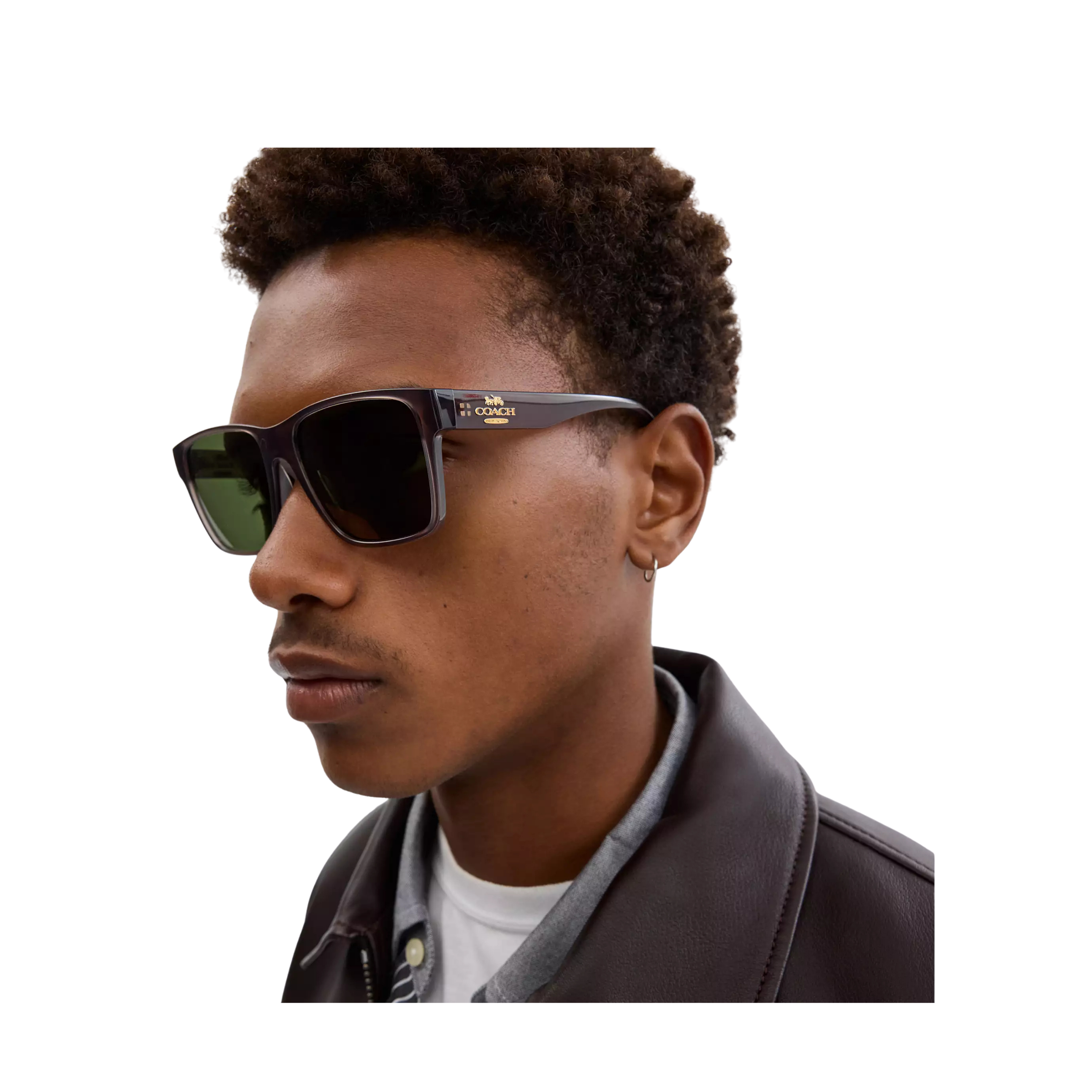 COACH Men Square Sunglasses - Transparent Gray