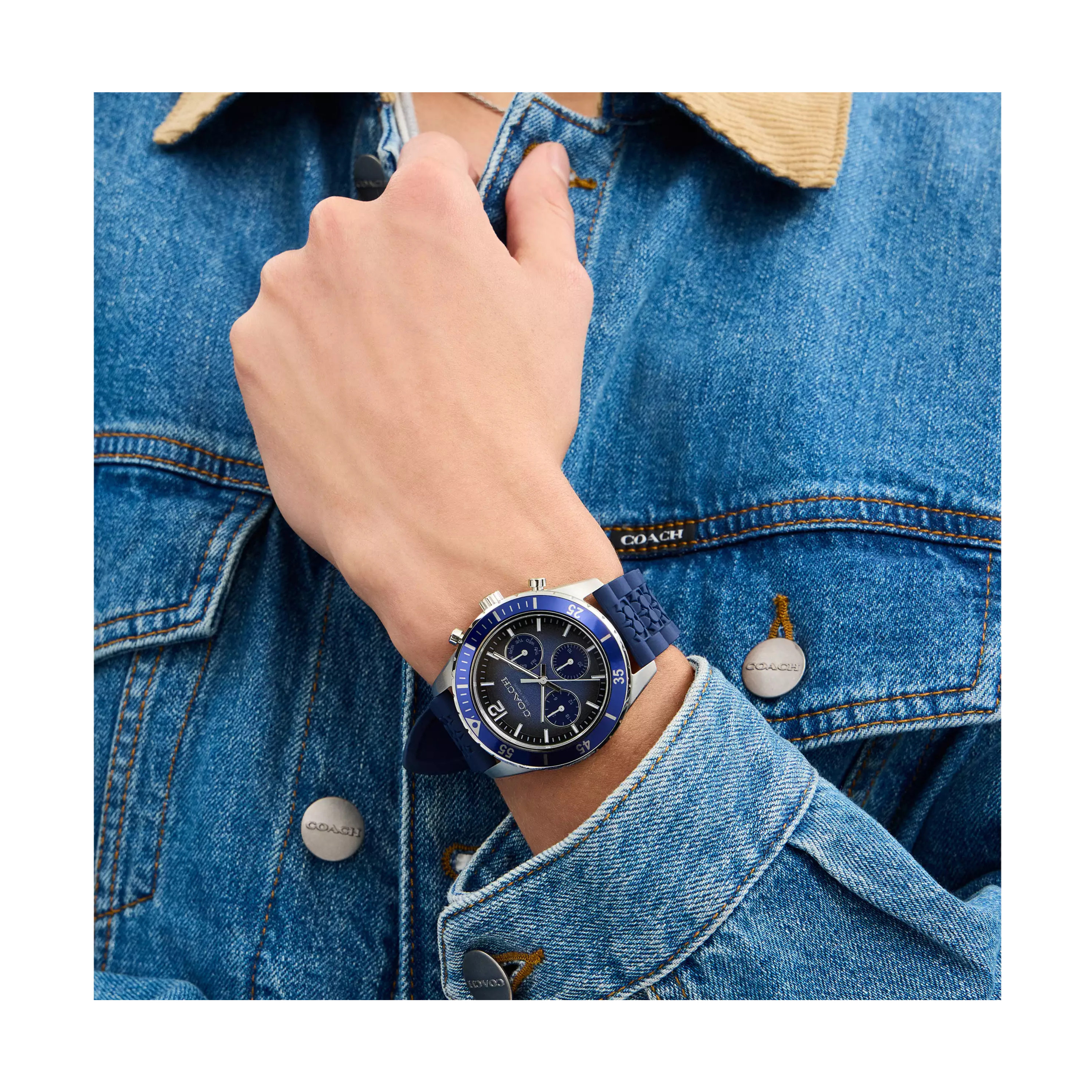 COACH Men Cole Watch 44 Mm - Navy Blue