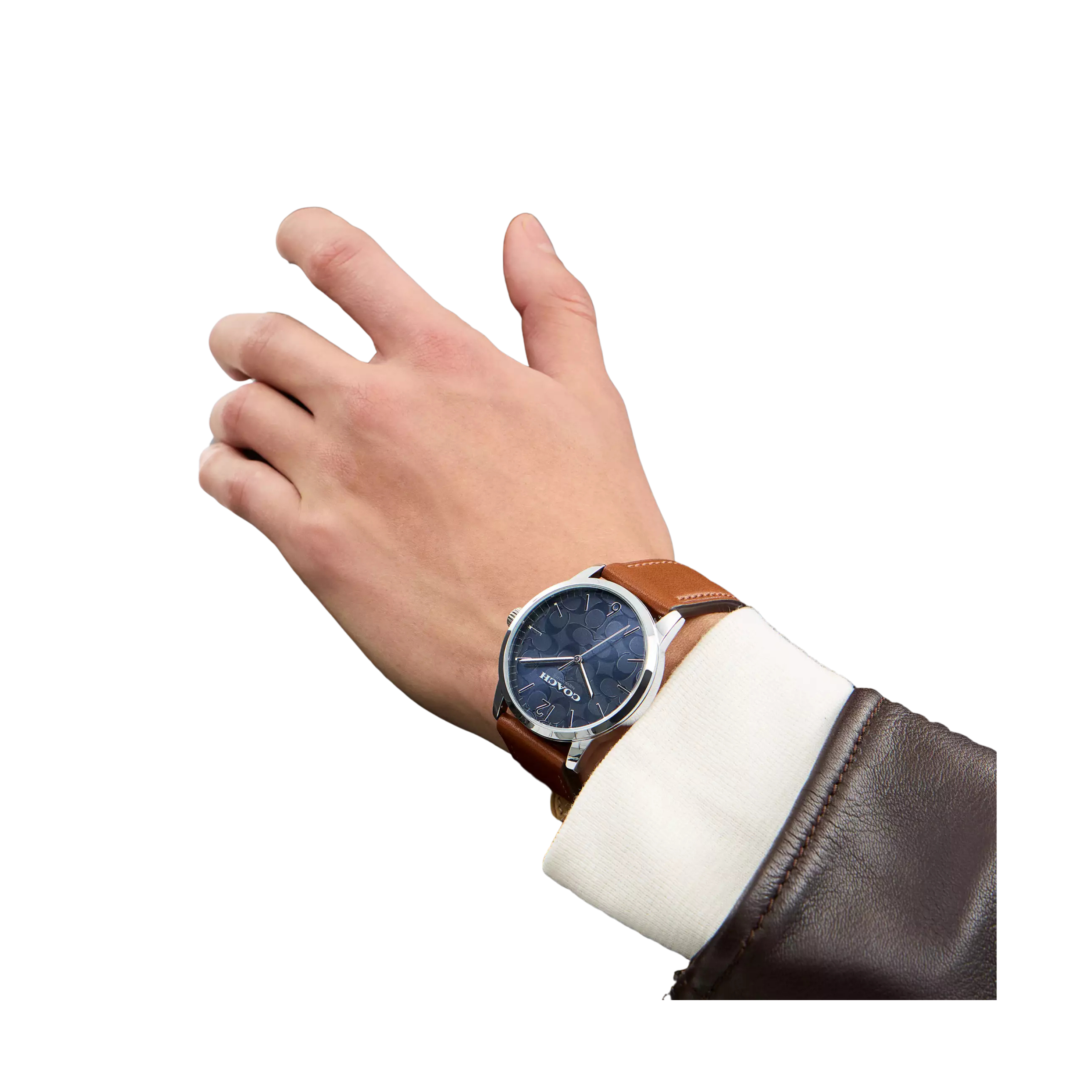 COACH Men Keane Watch Gift Set 39 Mm - Stainless Steel Saddle