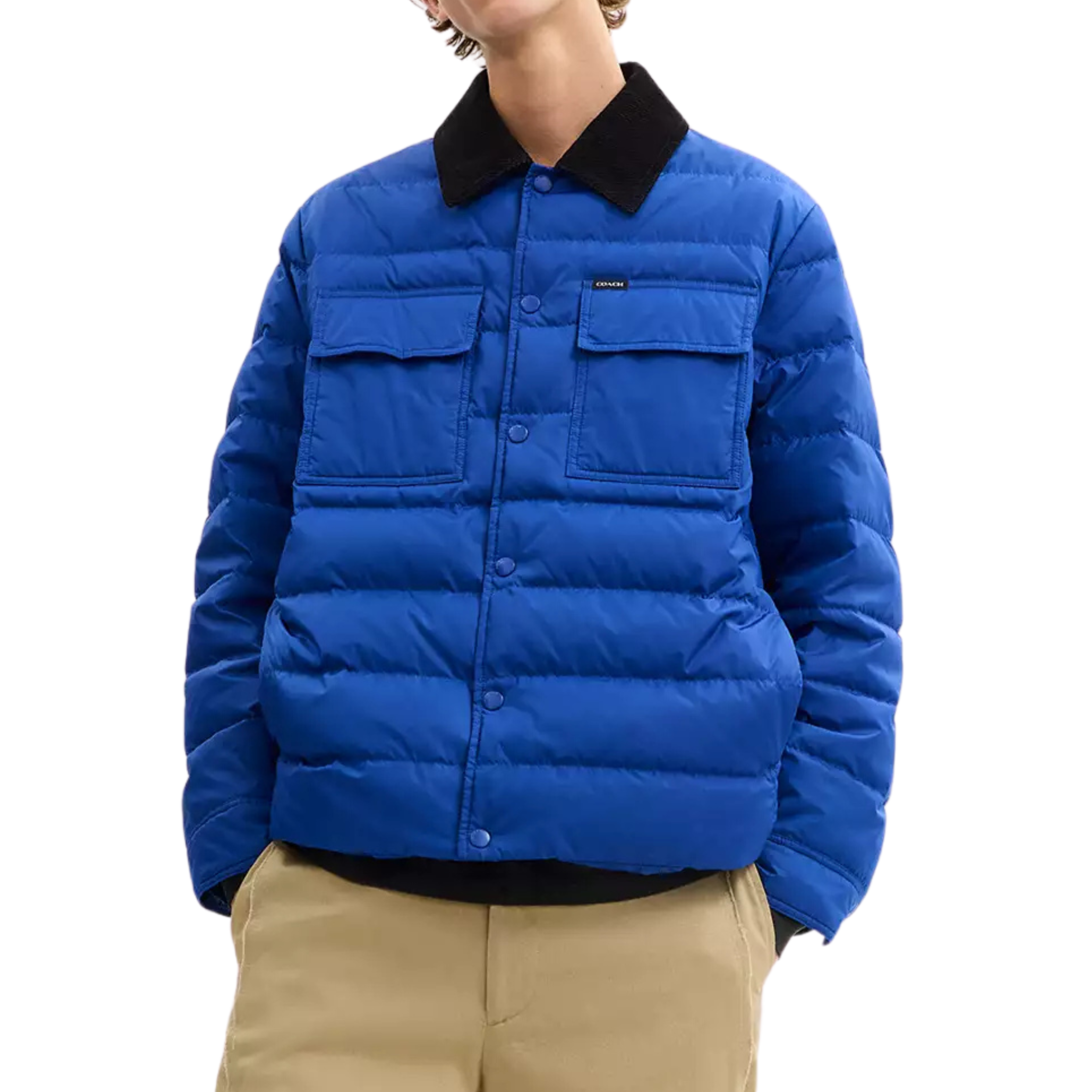COACH Men Lightweight Shirt Down Jacket - Blue