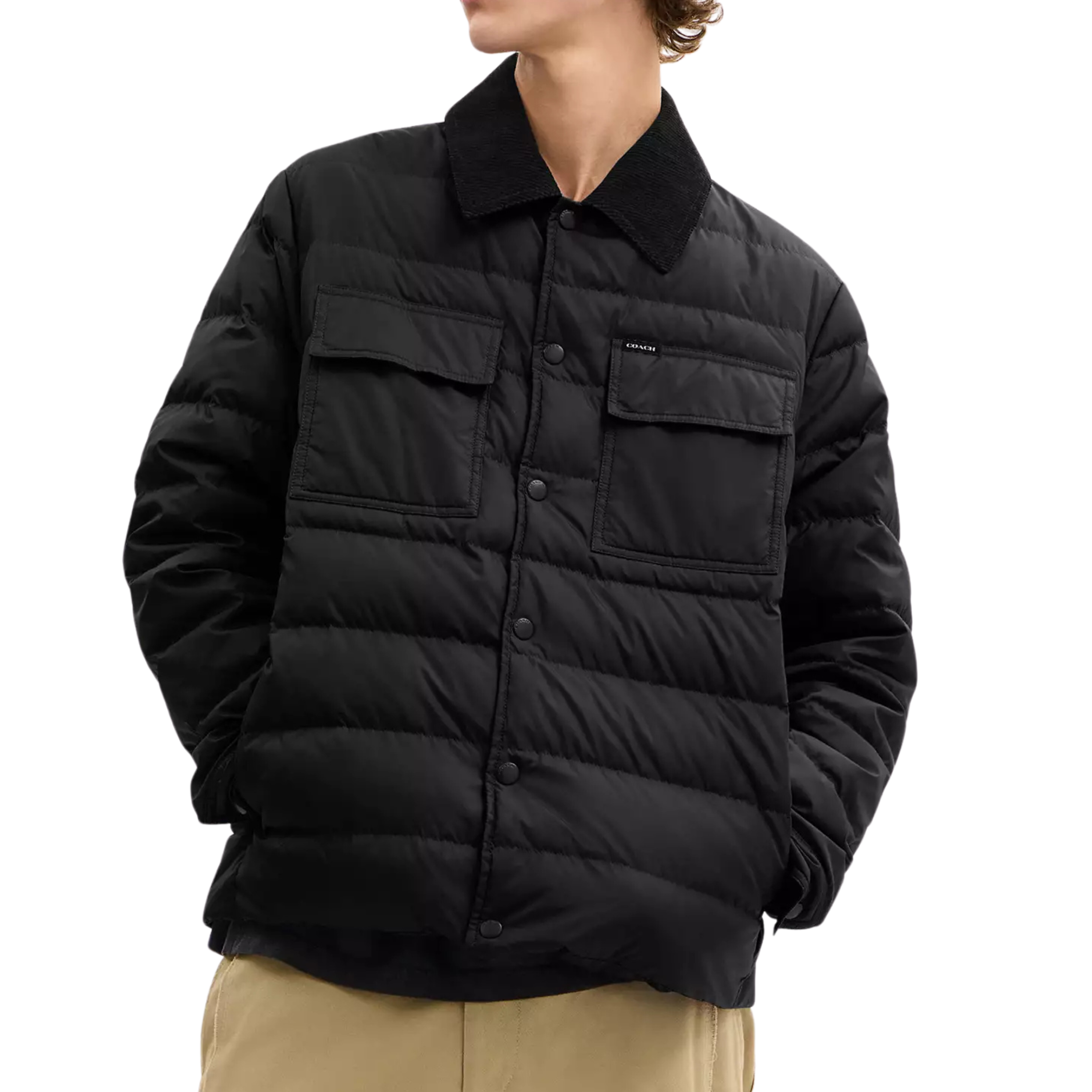 COACH Men Lightweight Shirt Down Jacket - Black