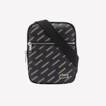 Lacoste LCST Logo Print Satchel - Black