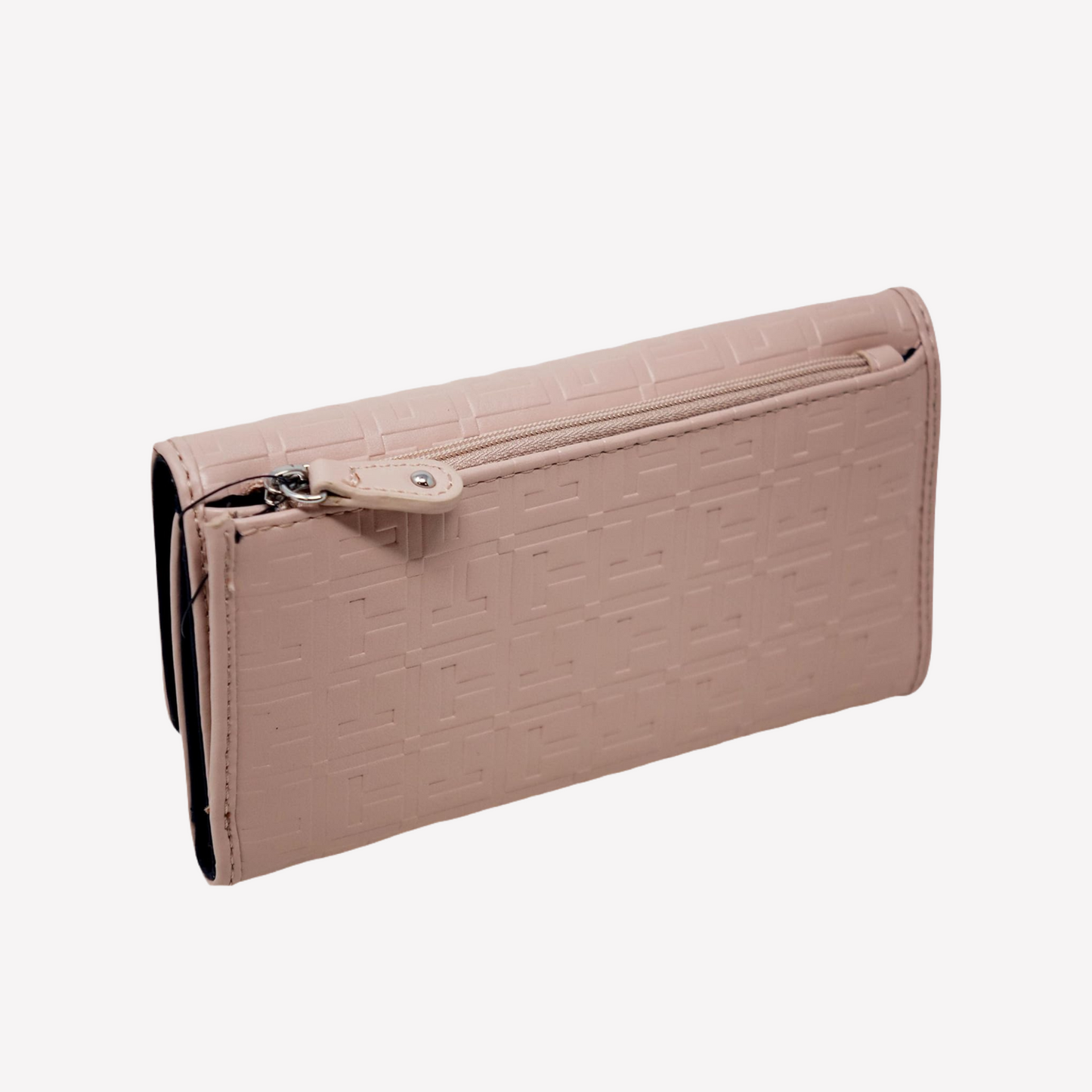 Tommy Hilfiger Faux Leather Logo Debossed Checkbook Wallet Clutch Bag - Blush Pink