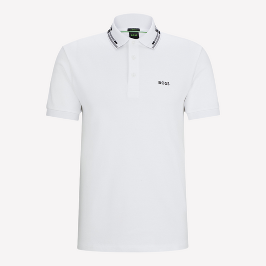 Hugo Boss Men Interlock Collar Graphic Polo - White