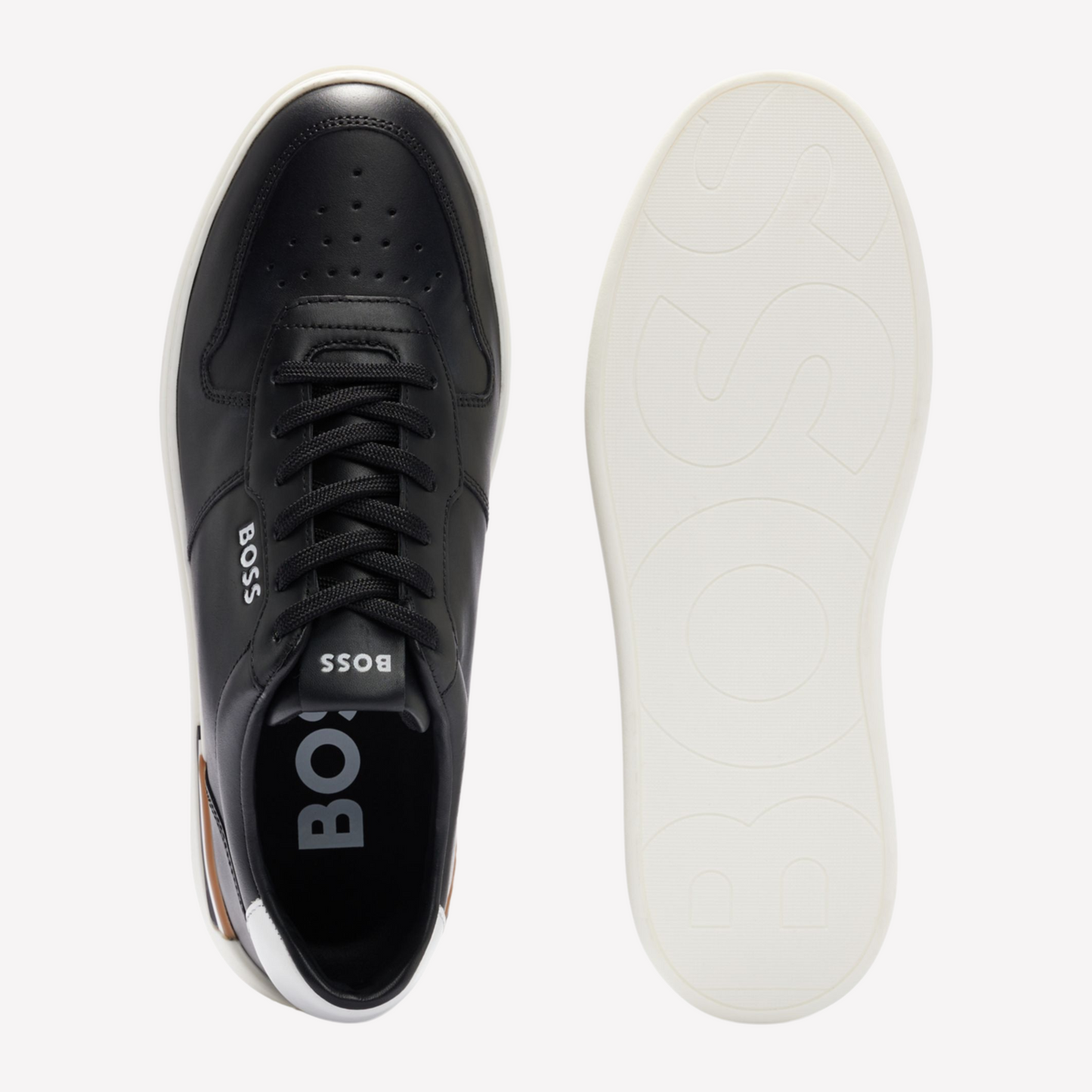 Hugo Boss Men Leather Cupsole Trainers - Black