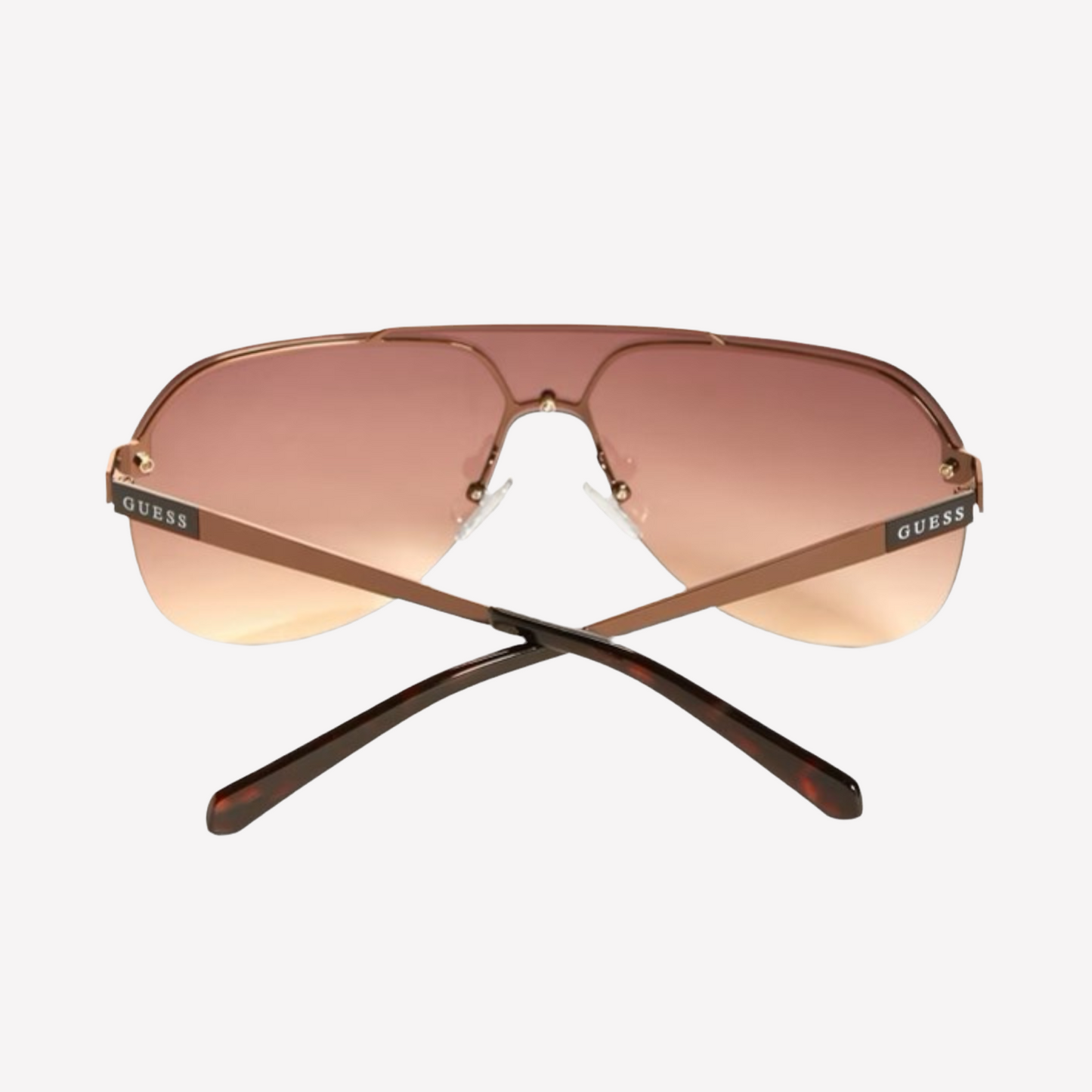 Guess Men Rimless Shield Sunglasses - Brown Leather